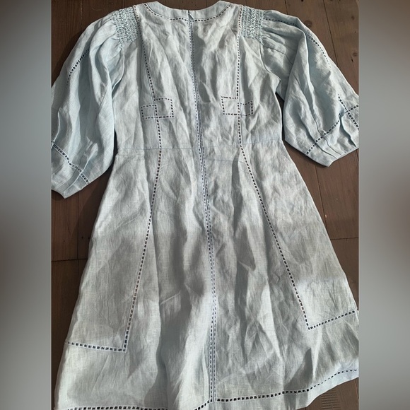 Figue Verna Linen embroidered dress soft blue NWT - Picture 5 of 7